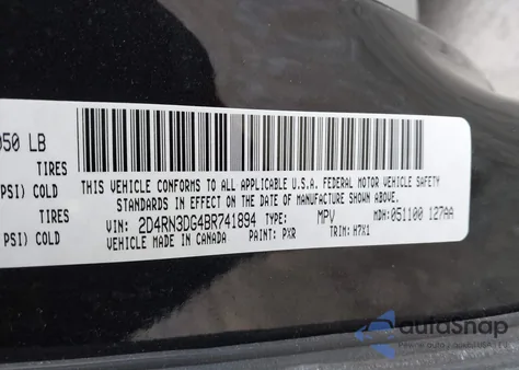 2011 Dodge Grand Caravan Mainstreet из США, поврежденный, VIN 2D4RN3DG4BR741894